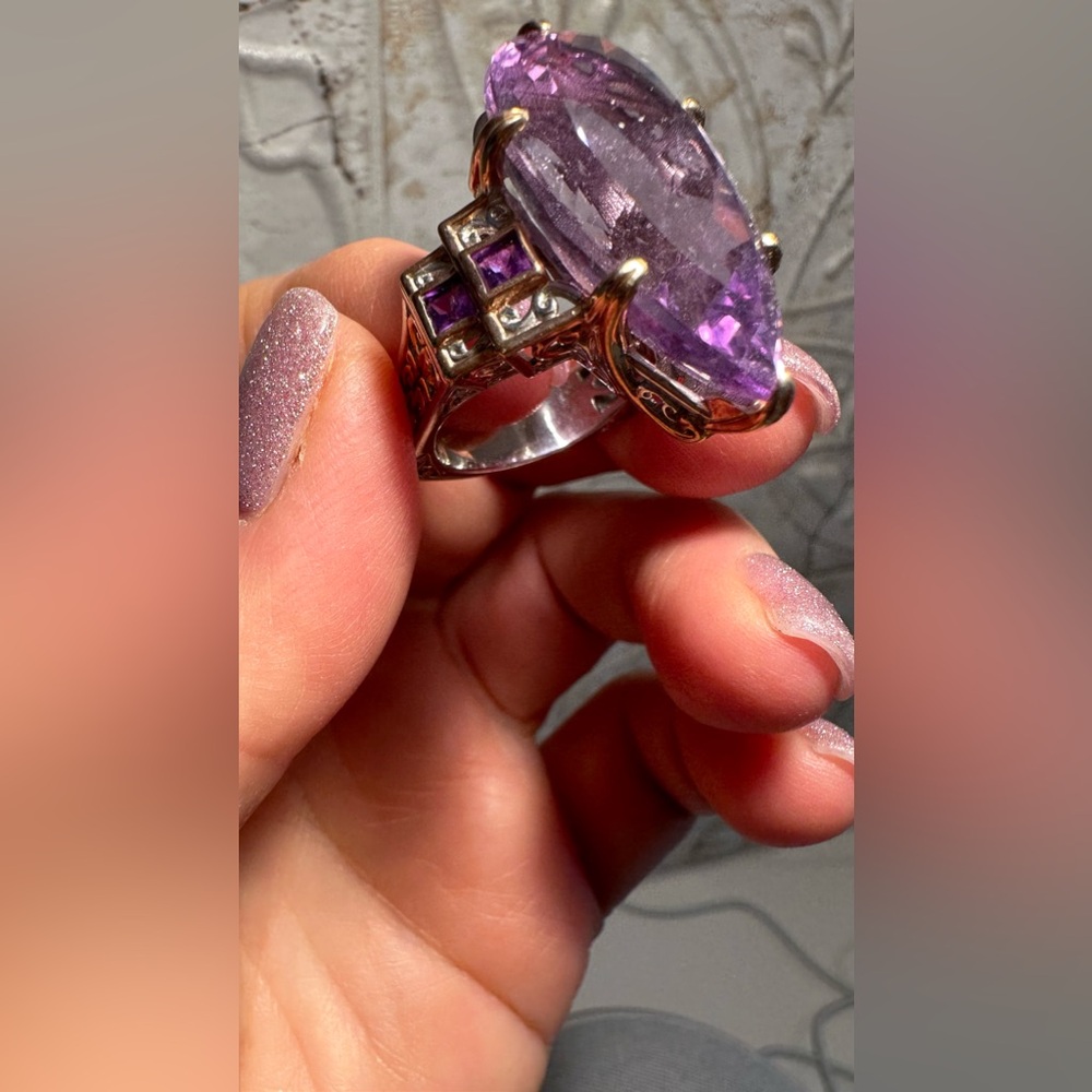 Large Natural Amethyst Statement Ring - image 7